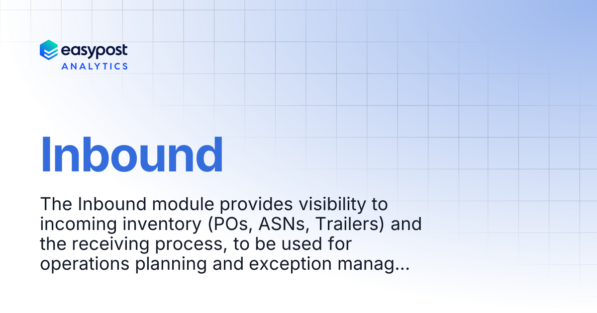 Inbound | Easypost Analytics
